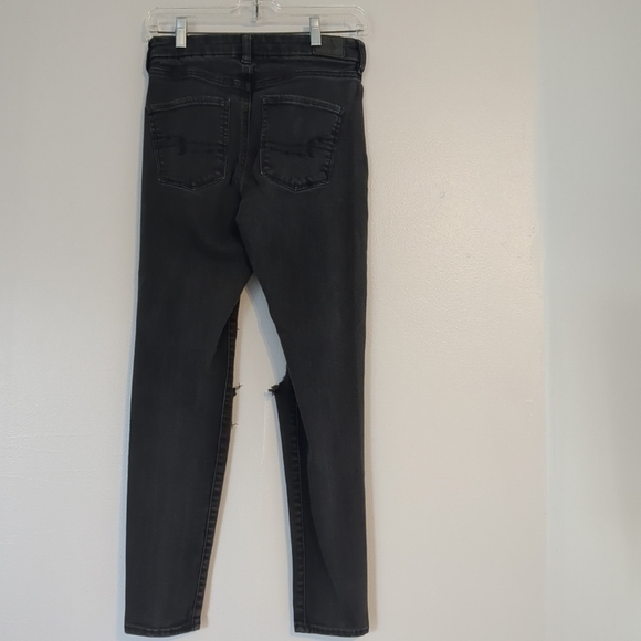 American Eagle Jeans Women's 26 Distressed Black Skinny Jeans Thrashed Skater - Picture 5 of 10